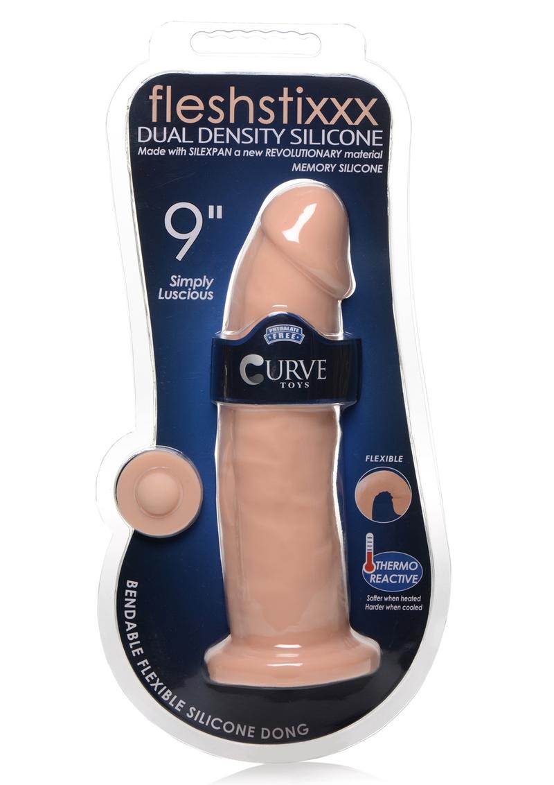 Fleshstixxx Dual Density Silicone Bendable Dong - Vanilla - 9in