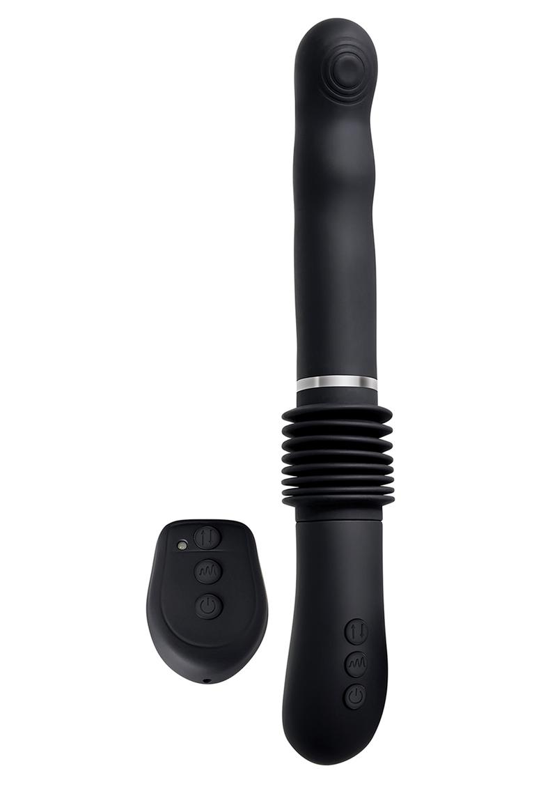 G-Force Thruster Silicone Rechargeable Vibrator with Remote Control - Black