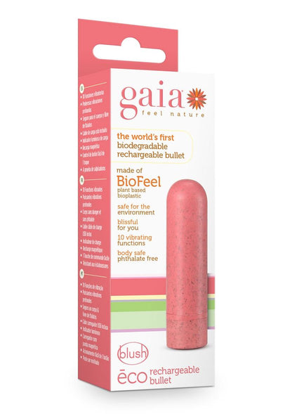 Gaia Eco Rechargeable Bullet Vibrator - Coral/Pink