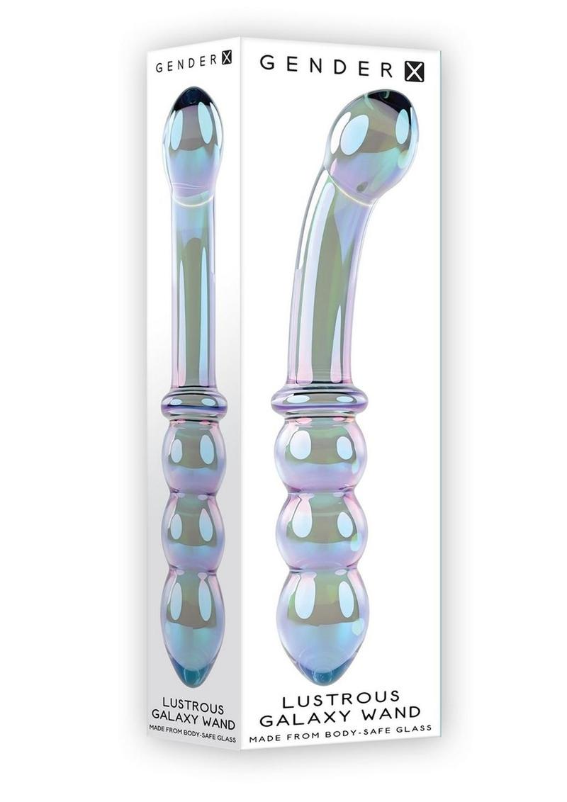 Gender X Lustrous Galaxy Wand Glass Dildo - Blue/Green/Multicolor/Purple