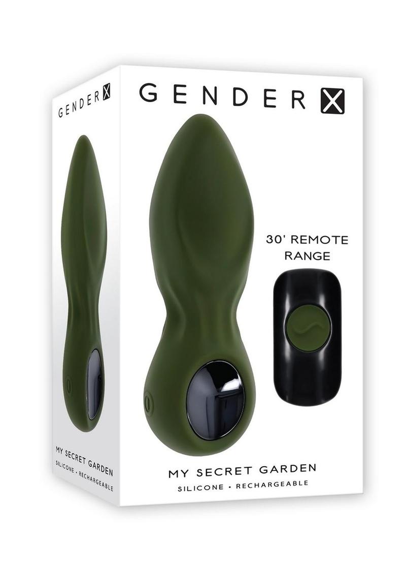 Gender X My Secret Garden Rechargeable Silicone Anal Plug with Remote - Green