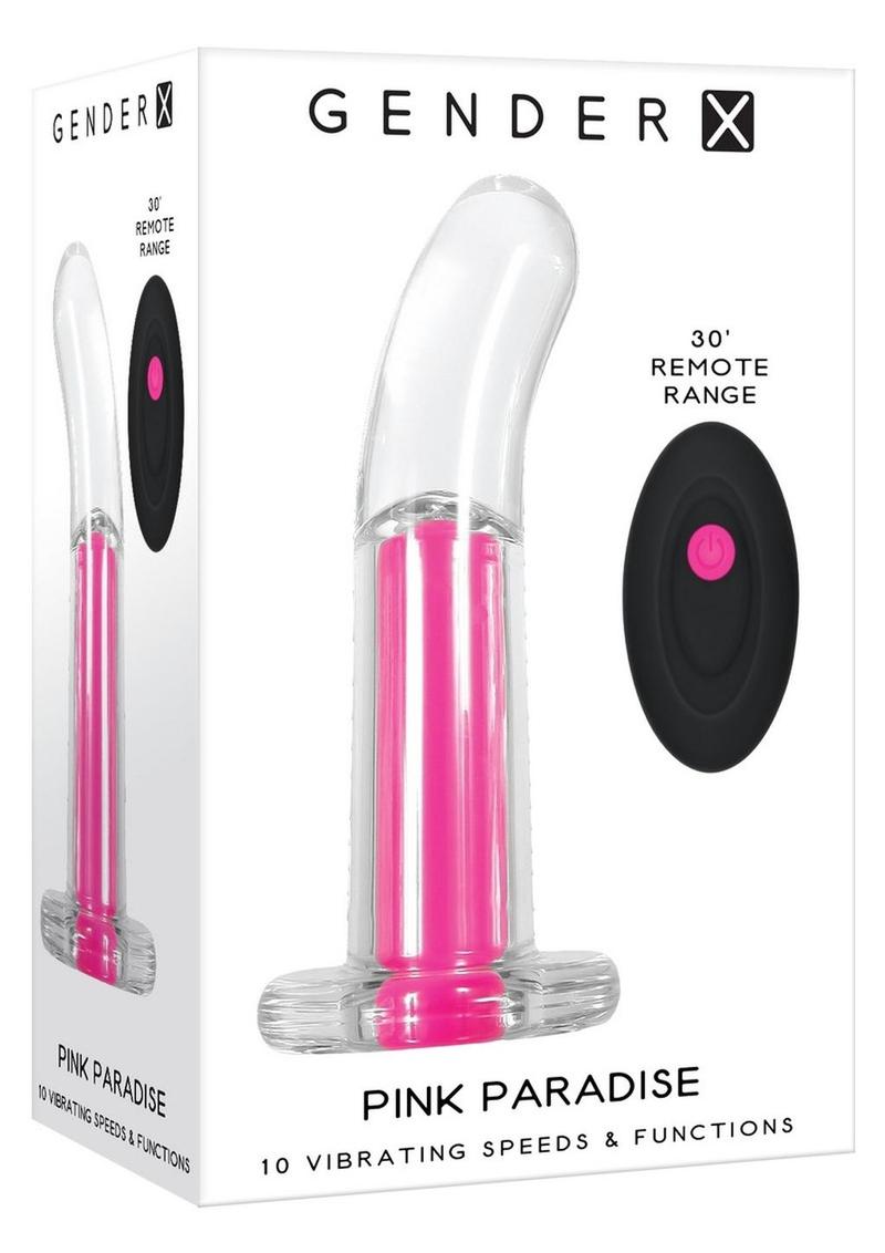 Gender X Pink Paradise Silicone Rechargeable Vibrator with Remote Control - Clear/Pink