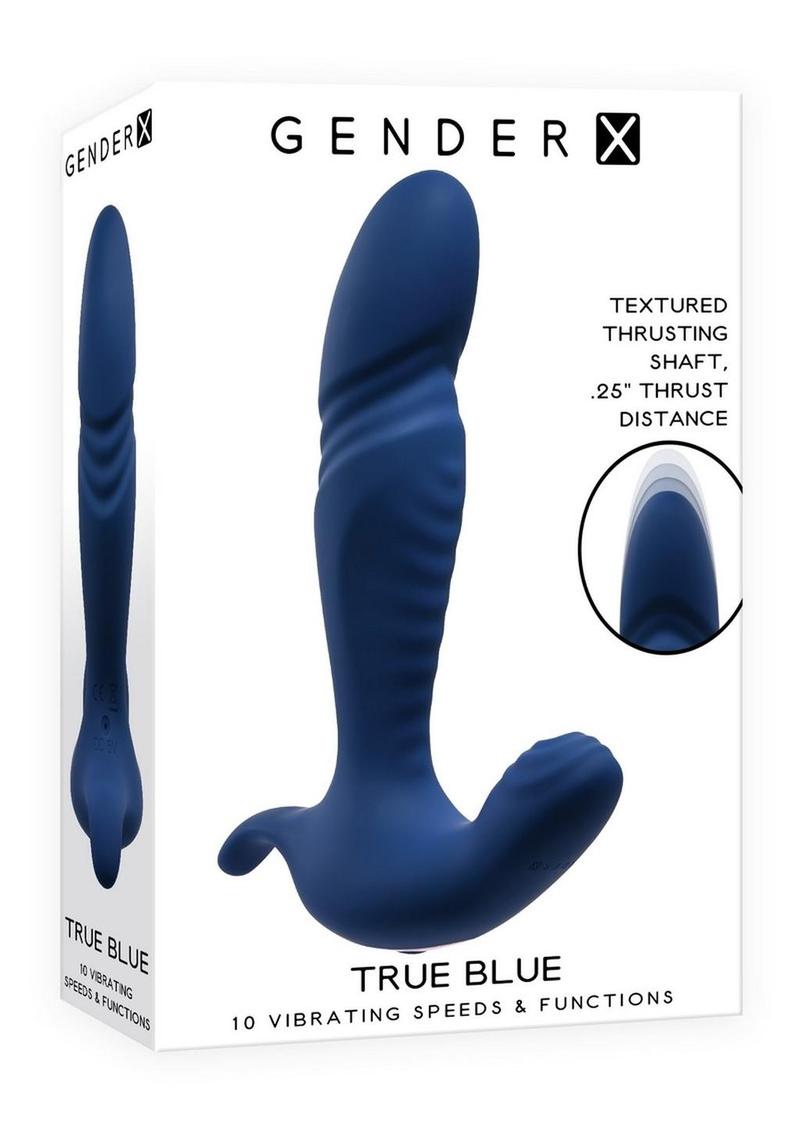 Gender X True Blue Rechargeable Silicone Thrusting Anal Vibrator - Blue