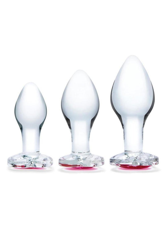 Glas Heart Jewel Glass Anal Training - Clear - 3 Piece/Set