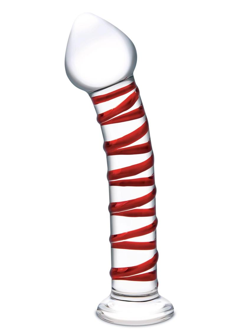 Glas Mr. Swirly Glass Dildo - Clear/Red - 8in