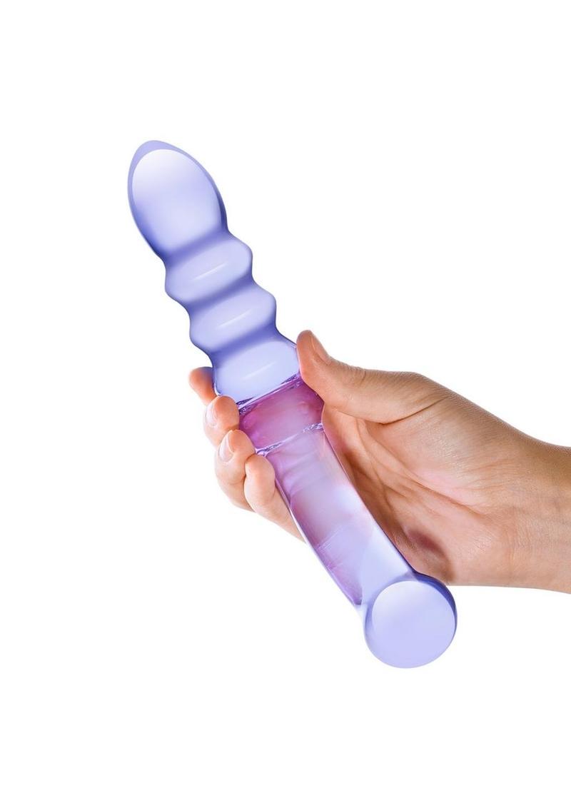 Glas Purple Rain Ribbed Dildo