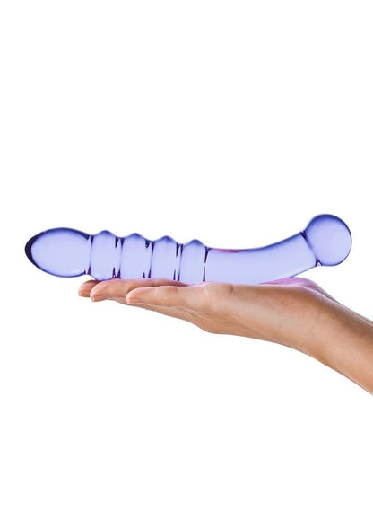 Glas Purple Rain Ribbed Dildo