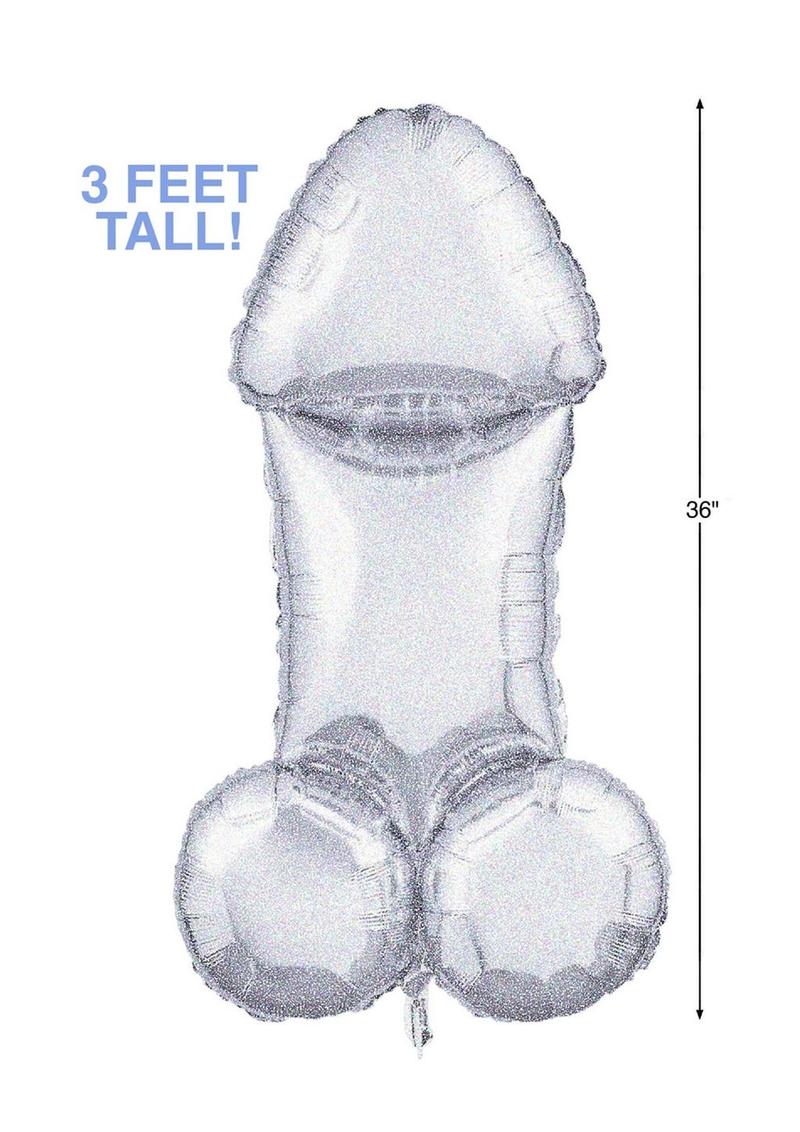 Glitterati Disco Penis 3ft. Mylar Balloon - Black/Silver