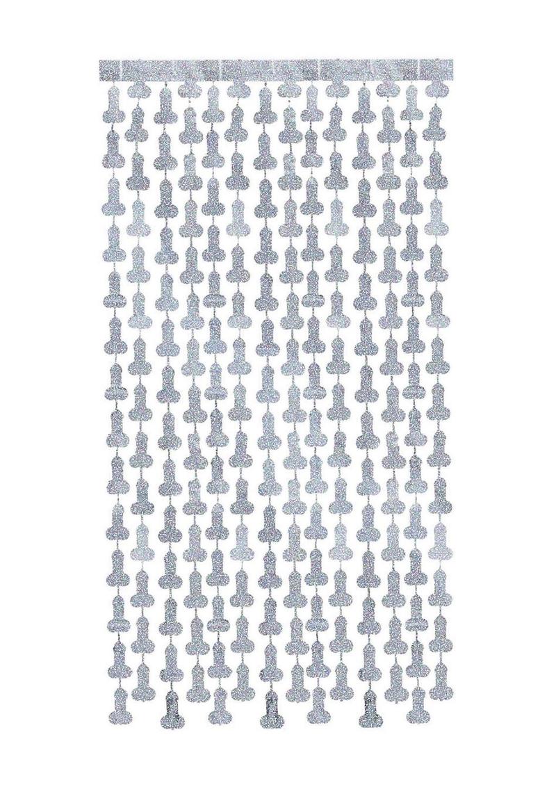 Glitterati Disco Penis Curtains (2 Each 6ft. Panels - Black/Silver