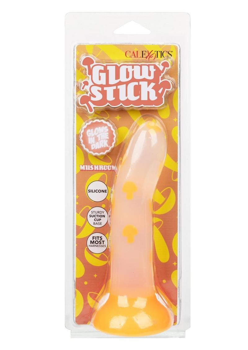 Glow Stick Mushroom Silicone Glow In The Dark Dildo with Suction Base - Orange