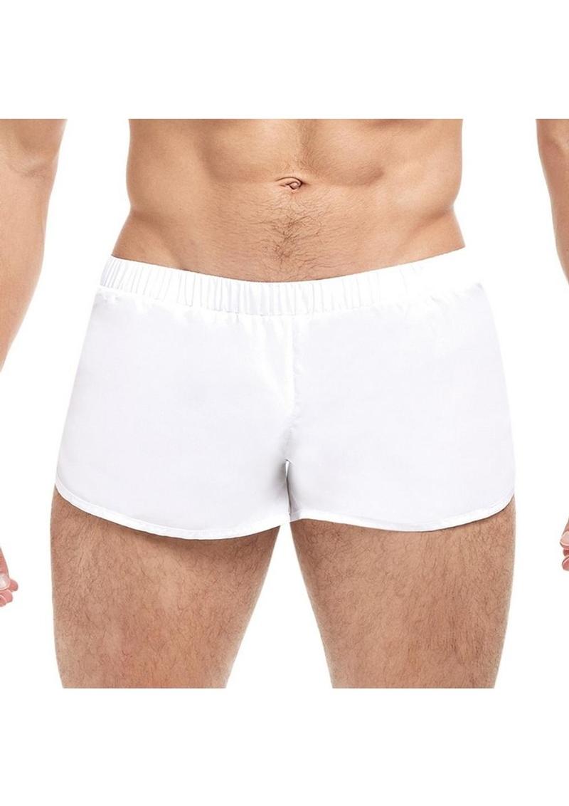 Goal Line Extreme Split Booty Shorts - White - Large/XLarge