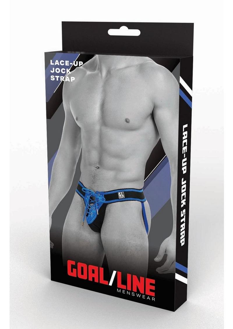 Goal Line Lace-Up Jockstrap - Blue - Medium/Small