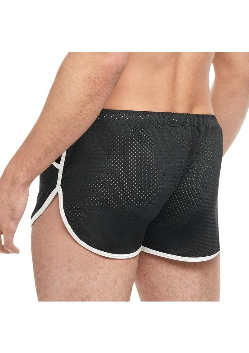 Goal Line Side Split Mesh Booty Shorts