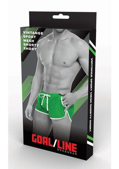 Goal Line Side Split Mesh Booty Shorts - Green - Medium/Small