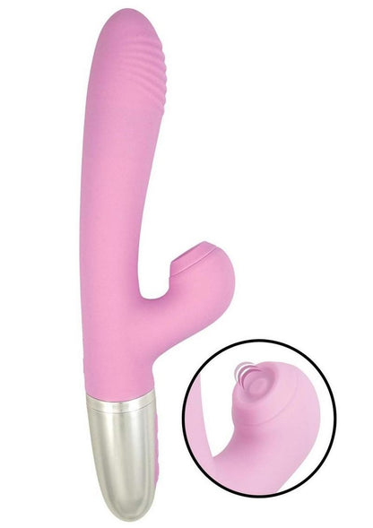 Goddess Tapping Thruster Rechargeable Silicone Vibrator with Clitoral Stimulator