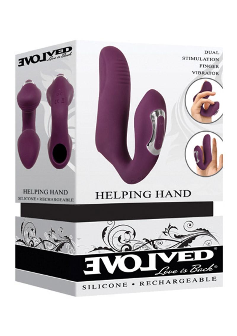 Helping Hand Silicone Rechargeable Finger Vibrator - Purple