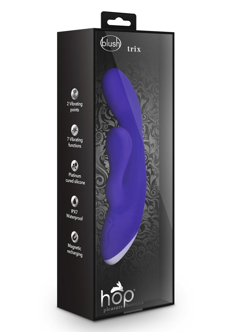 Hop Trix Silicone Rabbit Vibrator - Midnight/Purple