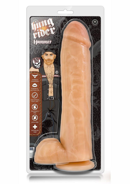 Hung Rider Hammer Dildo with Balls - Vanilla - 10in