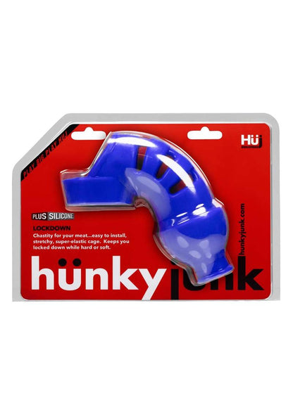 Hunkyjunk Lockdown Silicone Chastity Cage - Blue