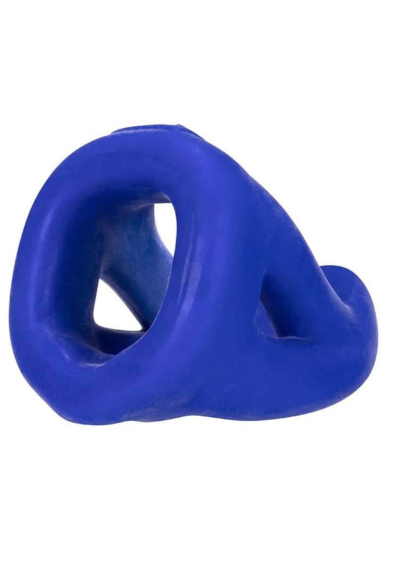 Hunkyjunk Slingshot Silicone 3 Ring Teardrop Cock Ring - Blue