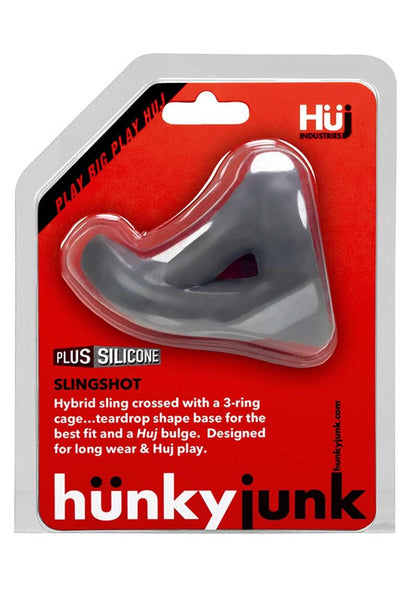 Hunkyjunk Slingshot Silicone 3 Ring Teardrop Cock Ring - Gray/Grey