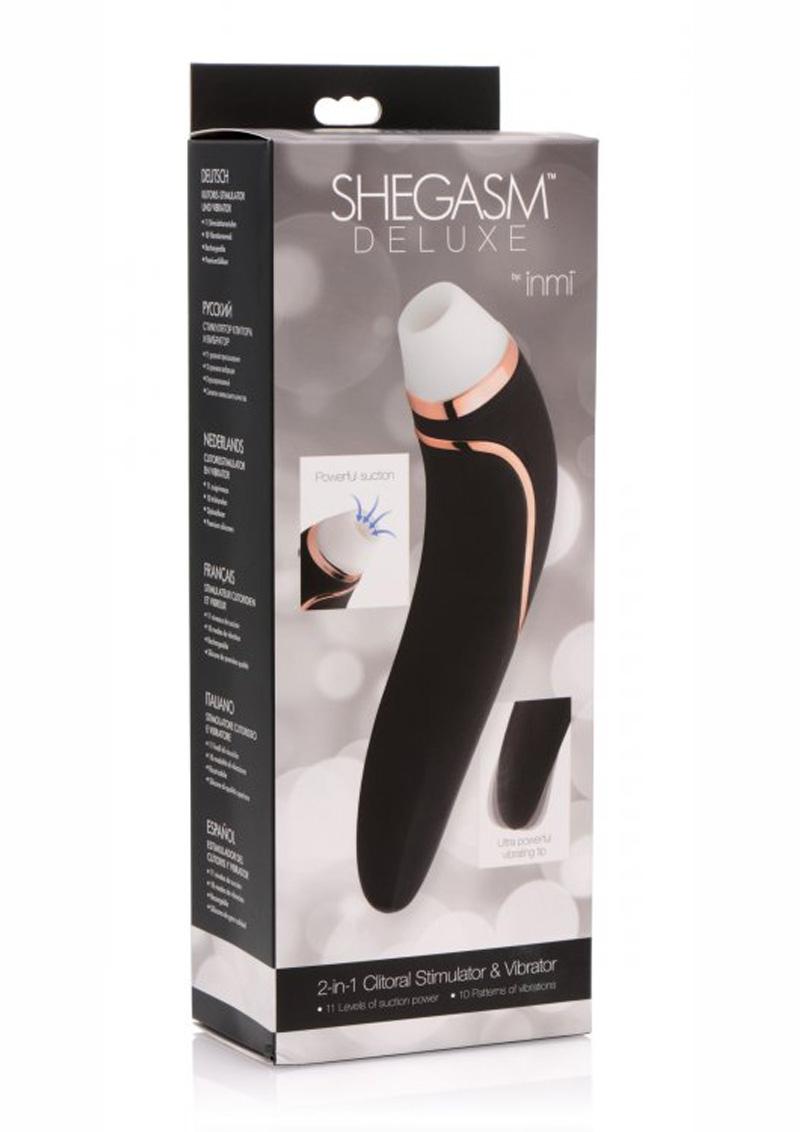 Inmi Shegasm Deluxe 2-In-1 Clit Stimulator and Vibrator - Black