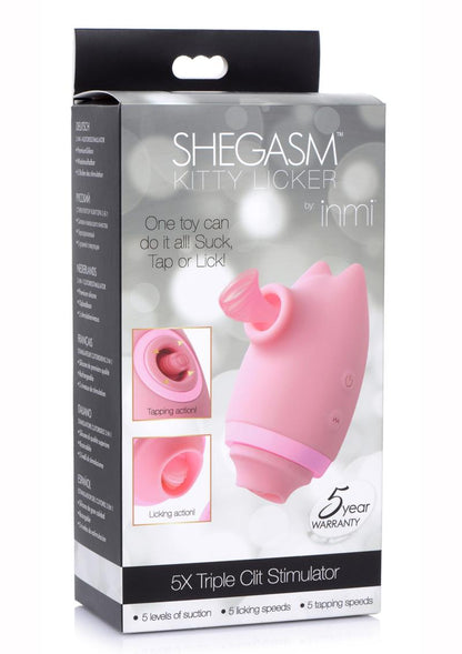 Inmi Shegasm Kitty Licker 5x Silicone Rechargeable Clit Stimulator - Pink