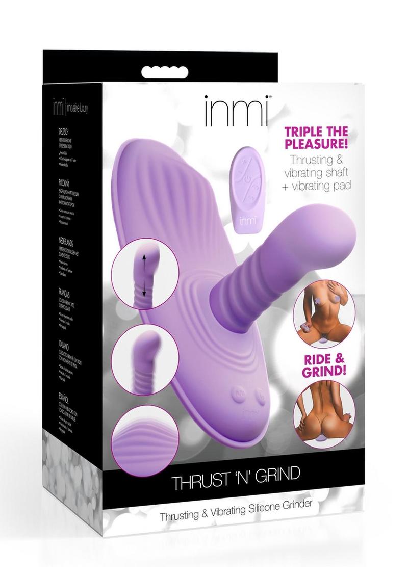 Inmi Thrust N Grind Thrusing and Vibrating Rechargeable Silicone Grinder Pad with Remote - Purple