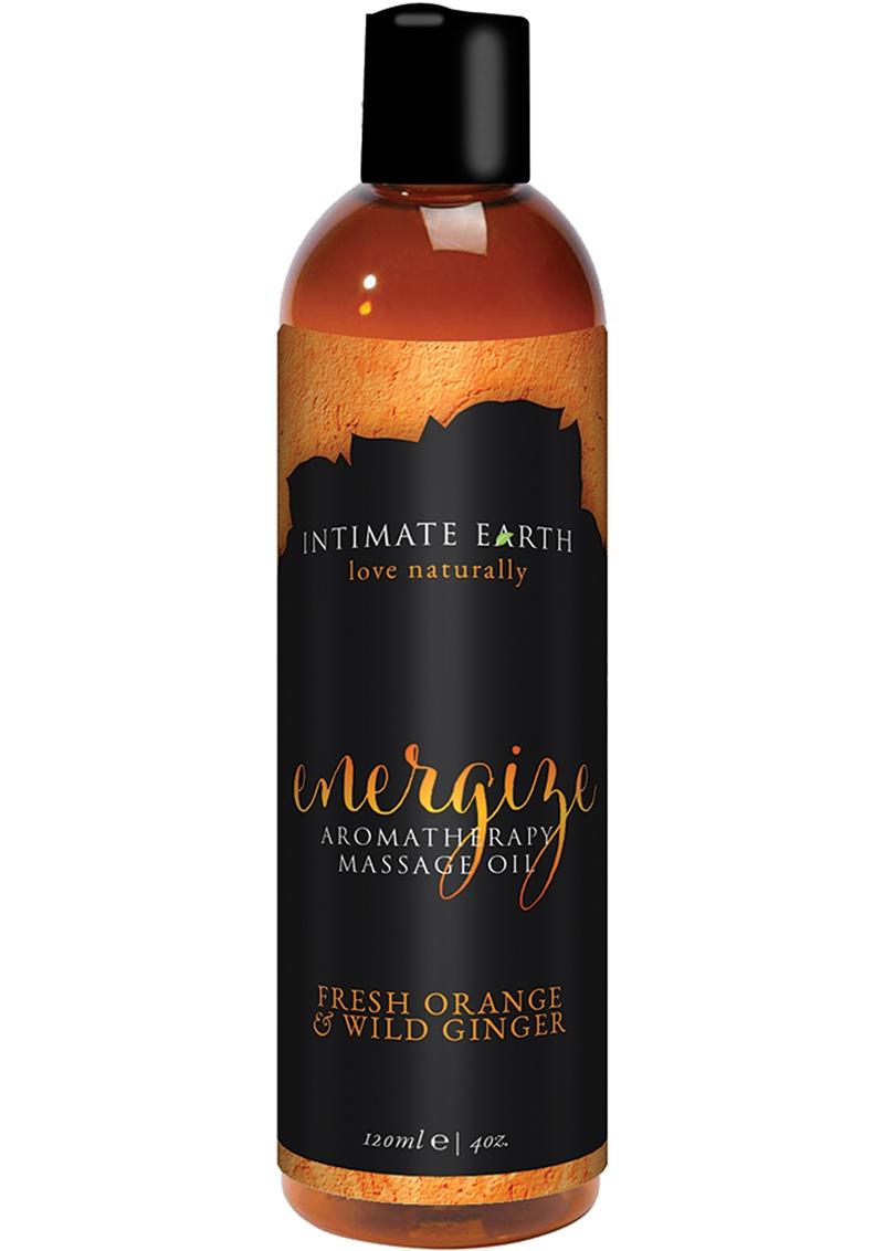 Intimate Earth Energize Aromatherapy Massage Oil Fresh Orange and Wild Ginger - 4oz