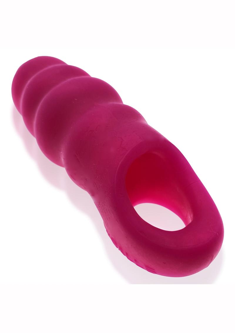 Invader Rippled Open-Ended Silicone Cocksheath Extender - Frost/Pink