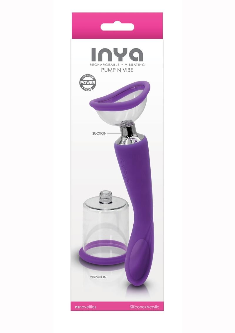 Inya Silicone Rechargeable Pump and Vibrator - Purple