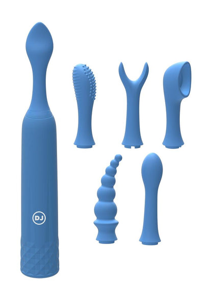 iVibe Select iQuiver Silicone Massager - Blue/Periwinkle - 7 Piece Kit