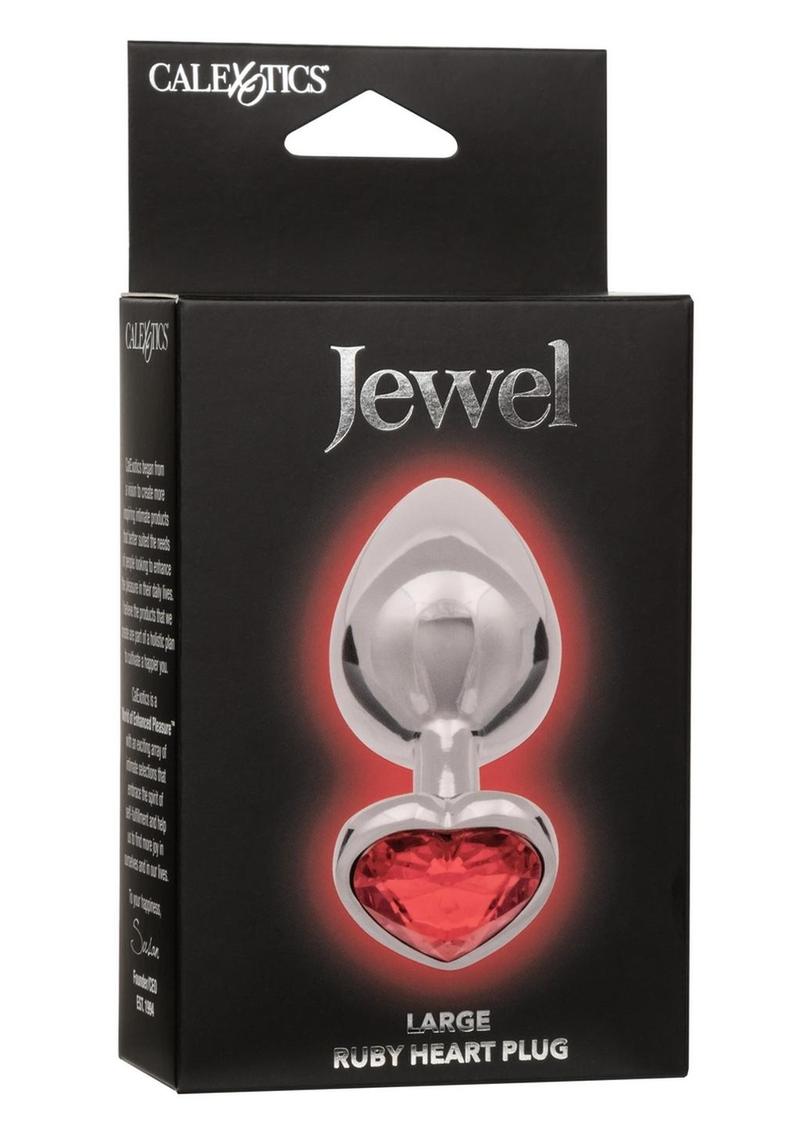 Jewel Ruby Heart Aluminum Anal Plug - Metal/Red - Large