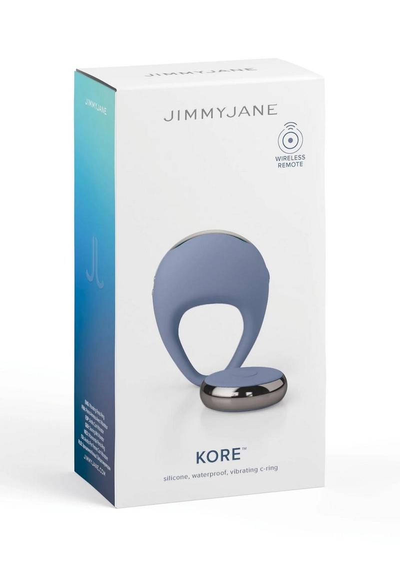 Jimmyjane Kore Rechargeable Silicone Cock Ring with Remote - Blue