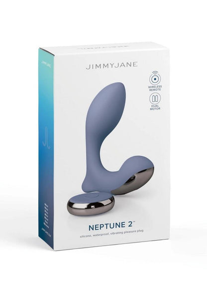 Jimmyjane Neptune 2 Rechargeable Silicone Dual Vibrating P-Spot Massager - Blue