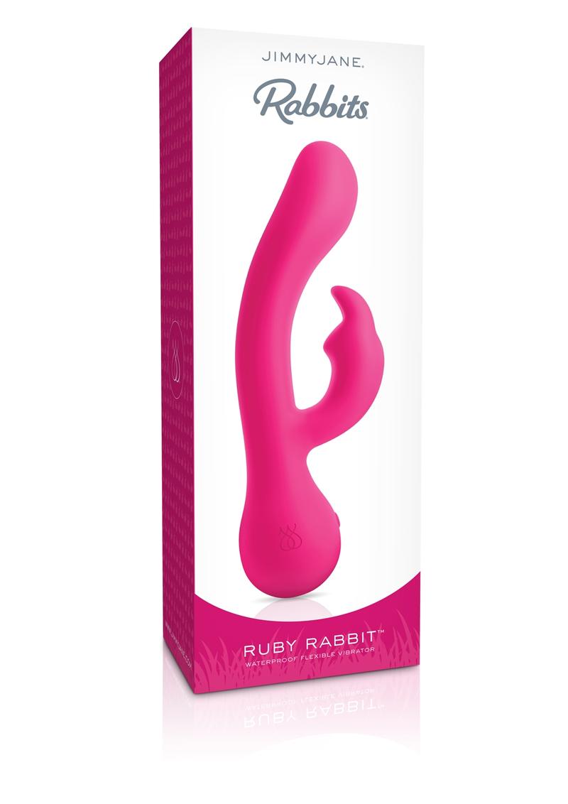 Jimmyjane Ruby Rabbit Rechargeable Silicone Flexible Rabbit Vibrator - Pink