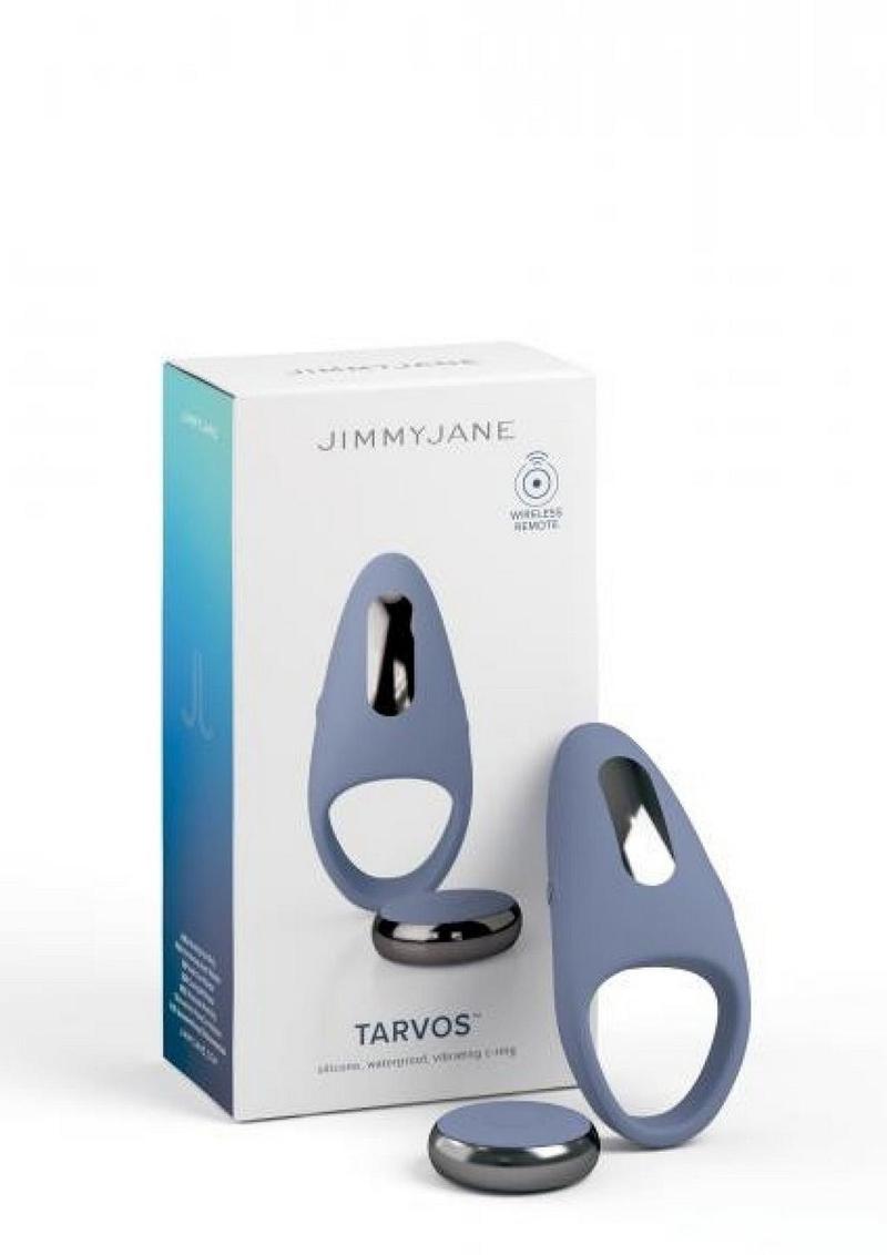 Jimmyjane Tarvos Rechargeable Silicone Cock Ring with Remote - Blue