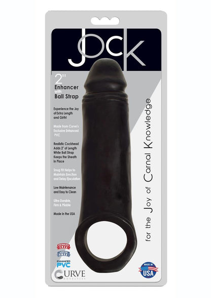 Jock Realistic Penis Enhancer with Ball Strap - Black - 2in