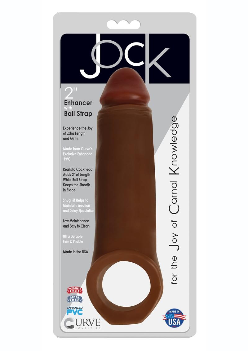 Jock Realistic Penis Enhancer with Ball Strap - Chocolate - 2in