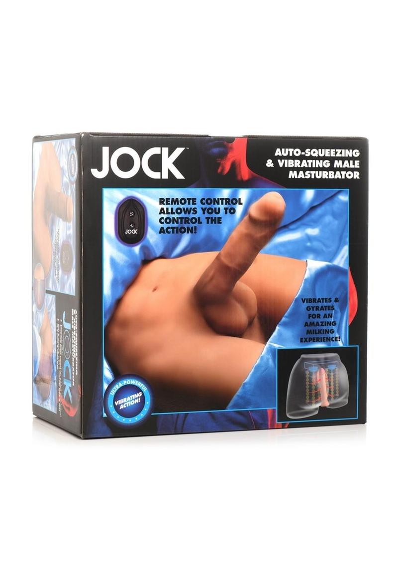 Jock Vibrating and Squeezing Male Masturbator with Posable Dildo - Vanilla