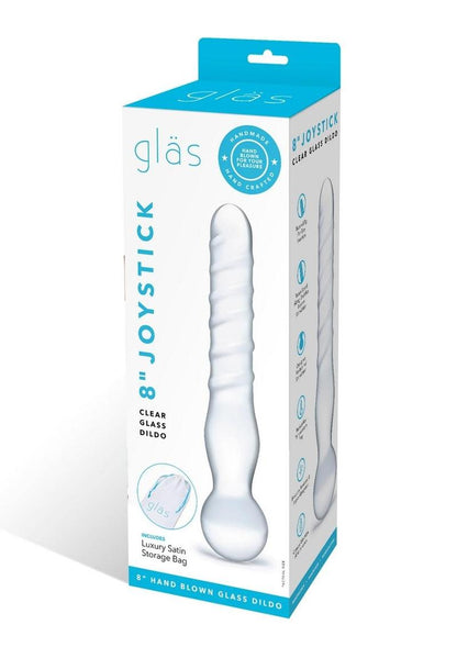 Joystick Textured Glass Dildo - Clear