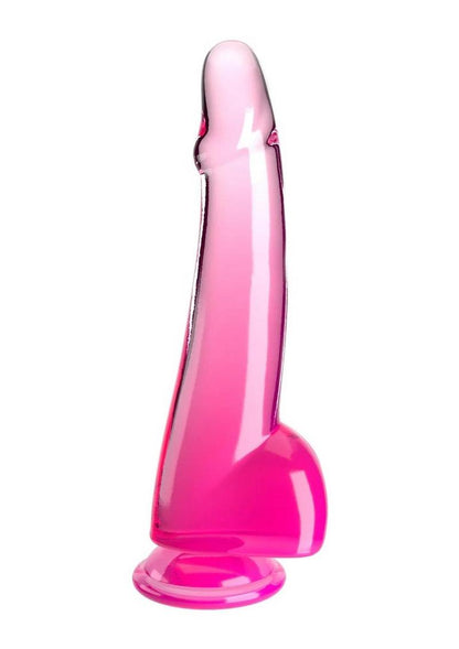 King Cock Clear Dildo with Balls - Clear/Pink - 10in