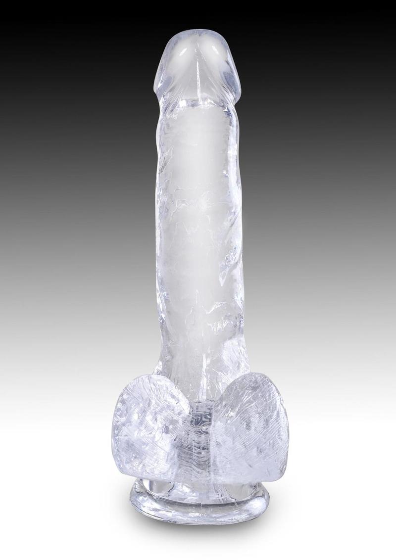 King Cock Dildo with Balls - Clear - 6in