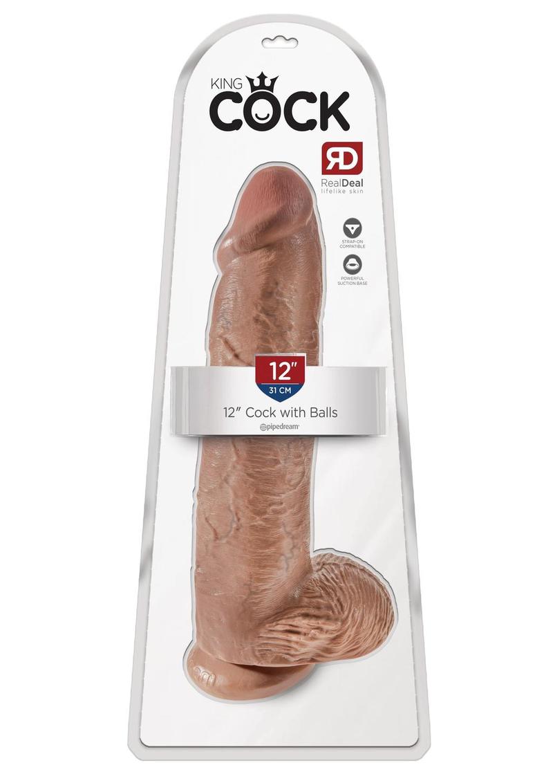 King Cock Dildo with Balls - Caramel - 12in