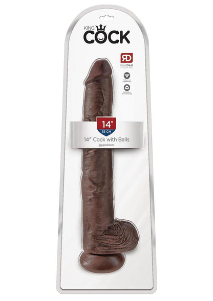 King Cock Dildo with Balls - Chocolate - 14in