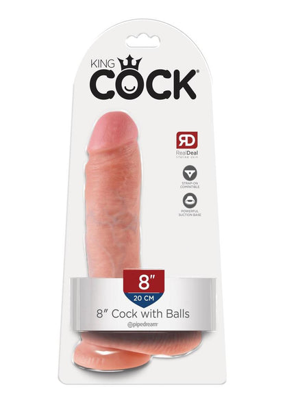 King Cock Dildo with Balls - Flesh/Vanilla - 8in