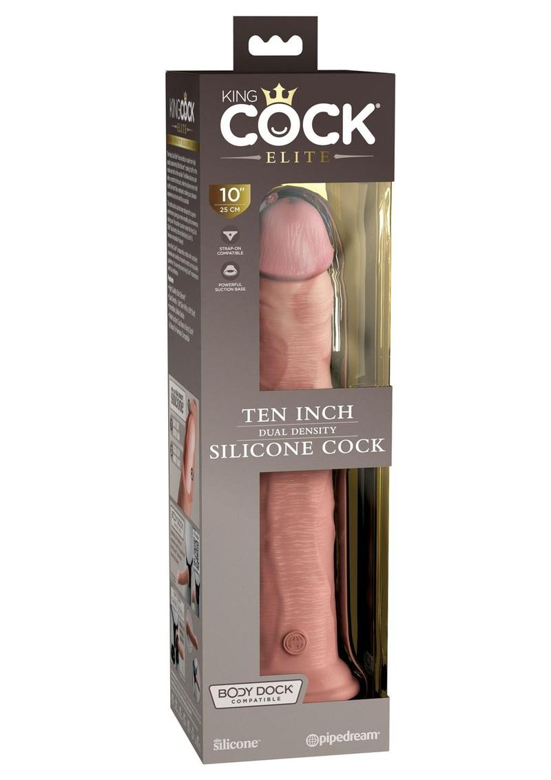 King Cock Elite Dual Density Silicone Dildo - Vanilla - 10in