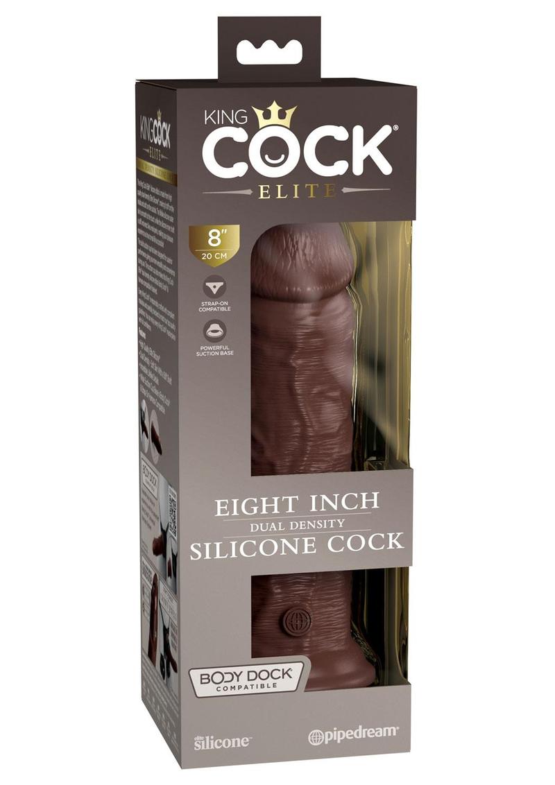 King Cock Elite Dual Density Silicone Dildo - Chocolate - 8in