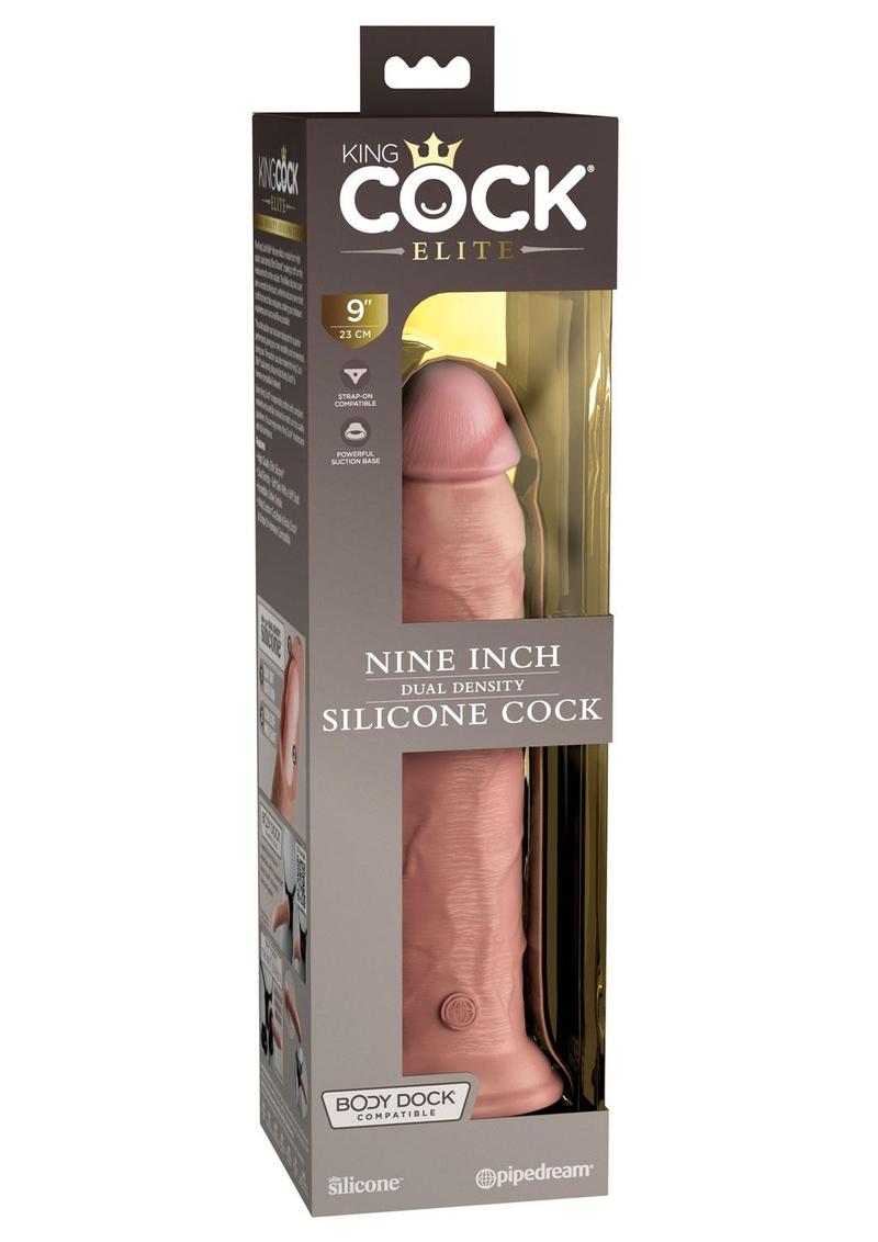 King Cock Elite Dual Density Silicone Dildo - Vanilla - 9in