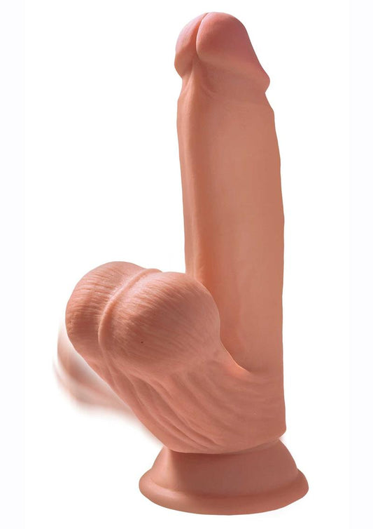 King Cock Plus Triple Density Dildo with Swinging Balls - Caramel - 7in